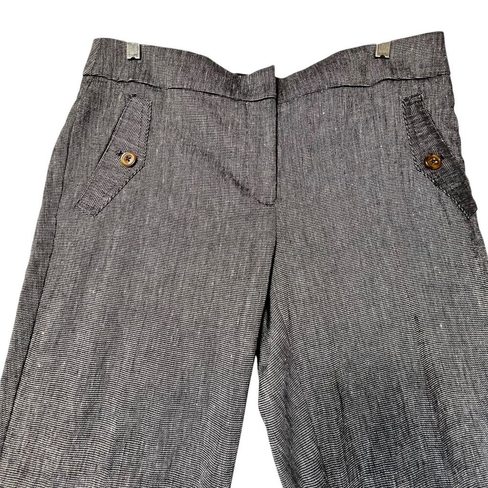 Ann Taylor Loft Marisa Trousers 8T Gray Black Weave Wide Leg Pockets Career Pant - Picture 3 of 15